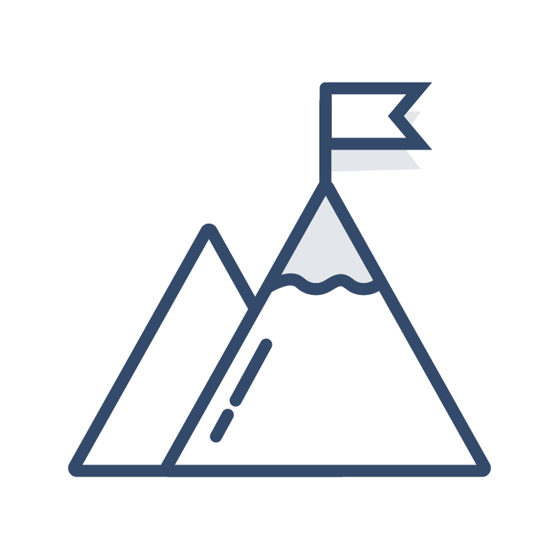 Elevation icon. Flag on top of mountain range.