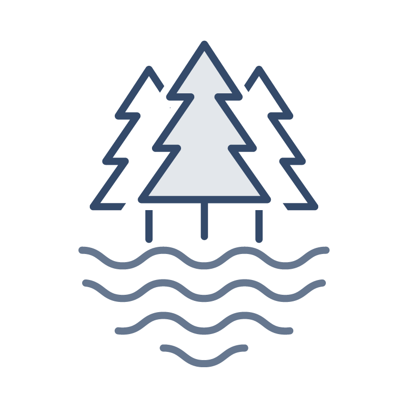 Natural resources icon. Trees and water.